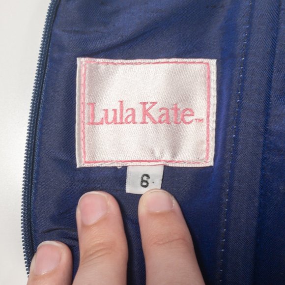 LulaKate 4/6 Silk Shantung Pearl Dress Navy Blue - Picture 8 of 9